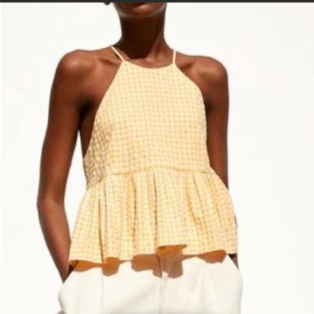 Zara Yellow Gingham Halter Top